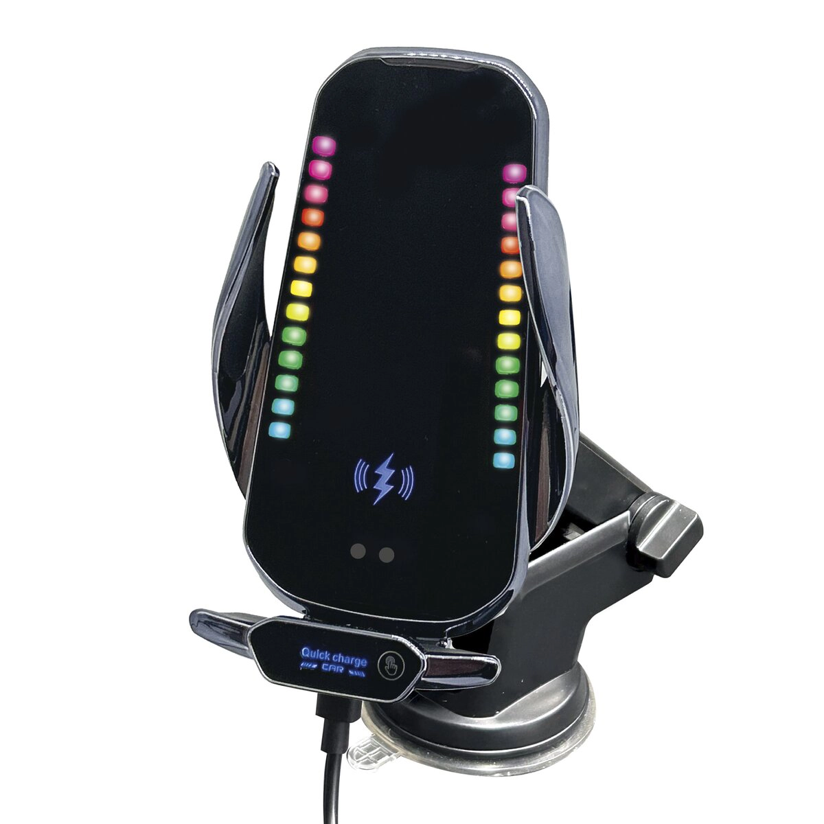 自動開閉スマホホルダー ワイヤレス充電 ピアノブラック