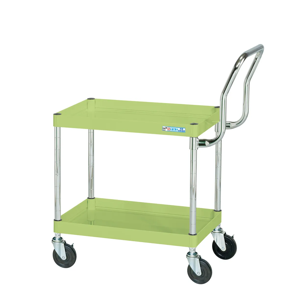 ツールワゴン 取っ手付き 中量2段 エラストマー車