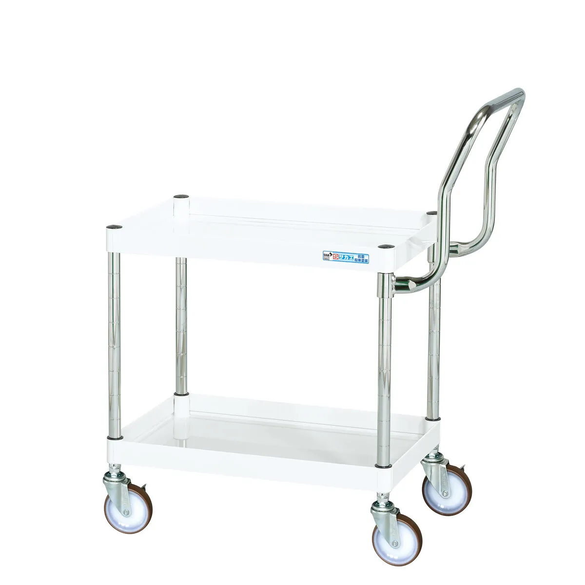 ツールワゴン 取っ手付き 中量2段 エラストマー車