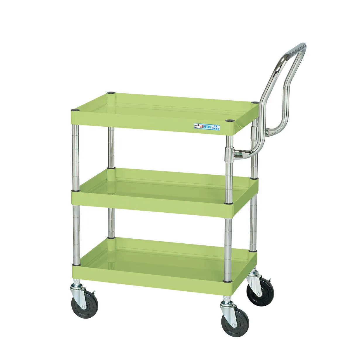 ツールワゴン 取っ手付き 中量3段 エラストマー車