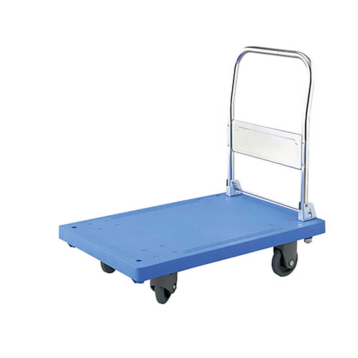 四輪台車 プラスチック 300kg ハンドル折りたたみ式 足踏み式ストッパー付 静音タイプ