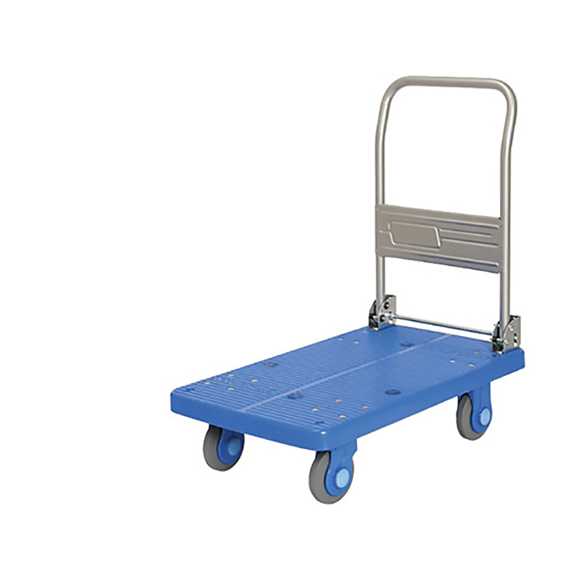 四輪台車 プラスチック 250kg ハンドル折りたたみ式 足踏み式ストッパー付 静音タイプ