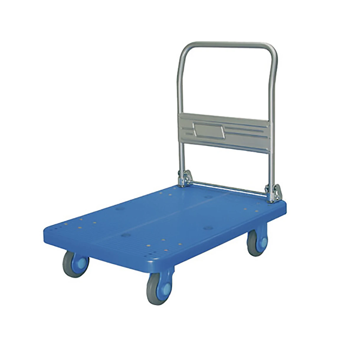 四輪台車 プラスチック 300kg ハンドル折りたたみ式 足踏み式ストッパー付 静音タイプ