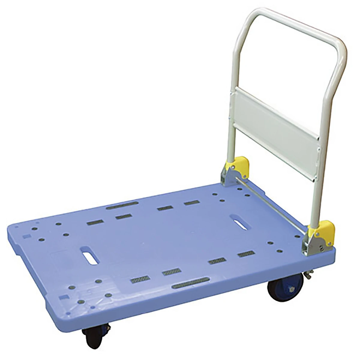 四輪台車 プラスチック 300kg ハンドル折りたたみ式 足踏み式ストッパー付 静音タイプ