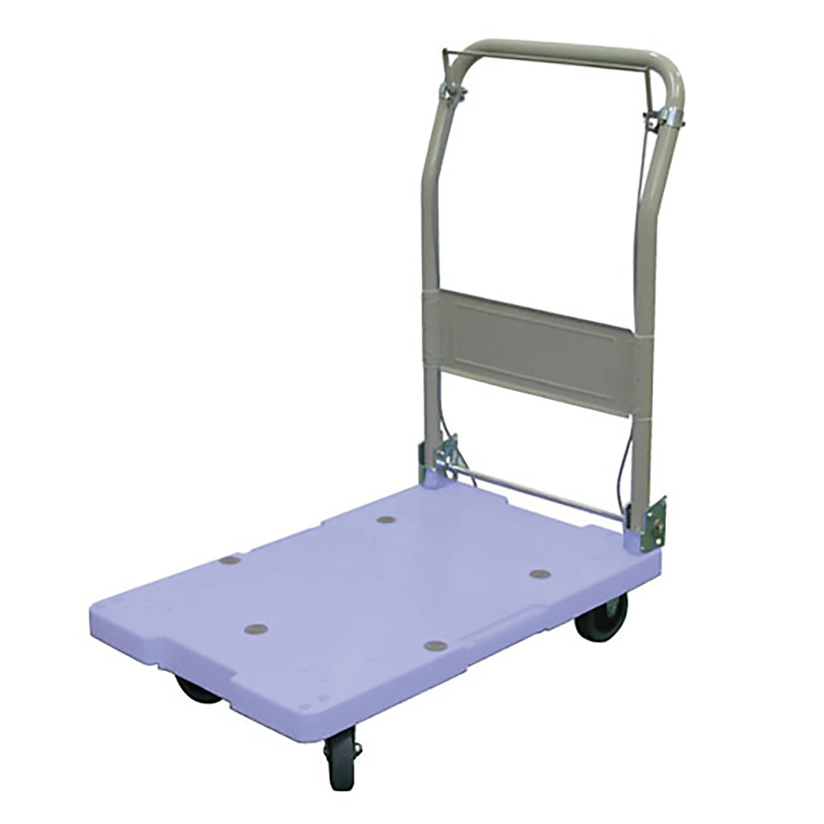 四輪台車 プラスチック 150kg ハンドル折りたたみ式 ハンドブレーキ付 静音タイプ