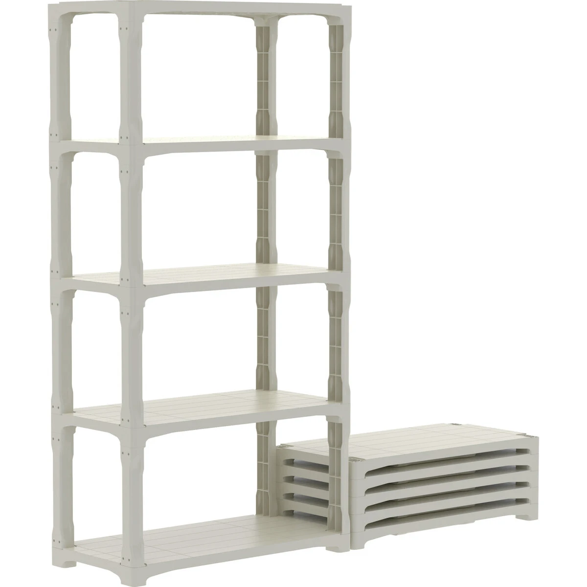 プラスチック棚 4段 グレー