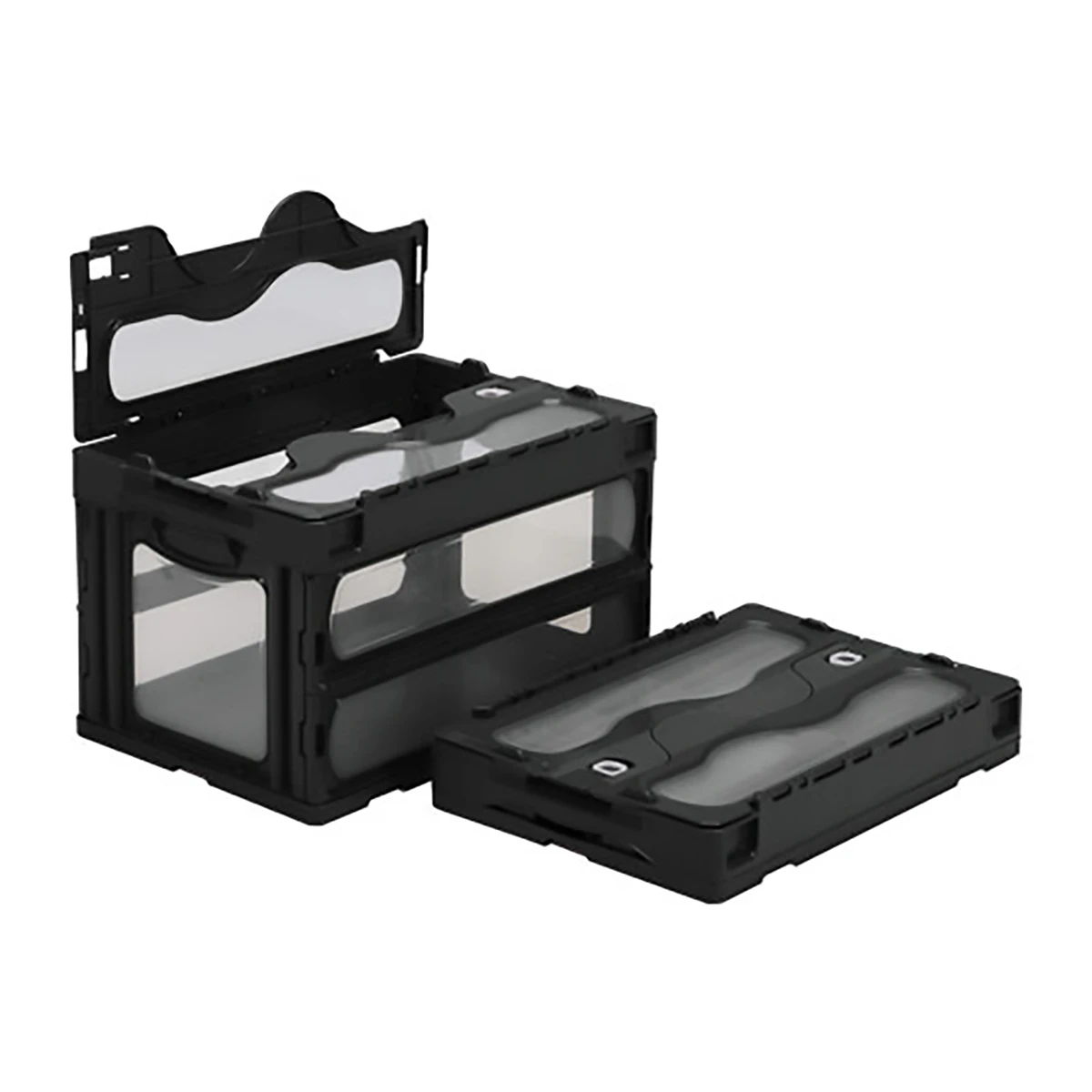 コンテナー 折りたたみ式 フタ有 透明/黒 5ヶセット
