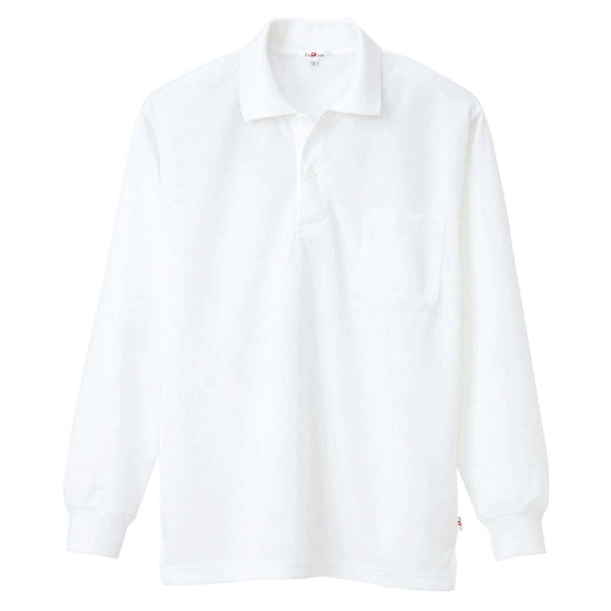 吸汗速乾長袖ポロシャツ ホワイト 3L