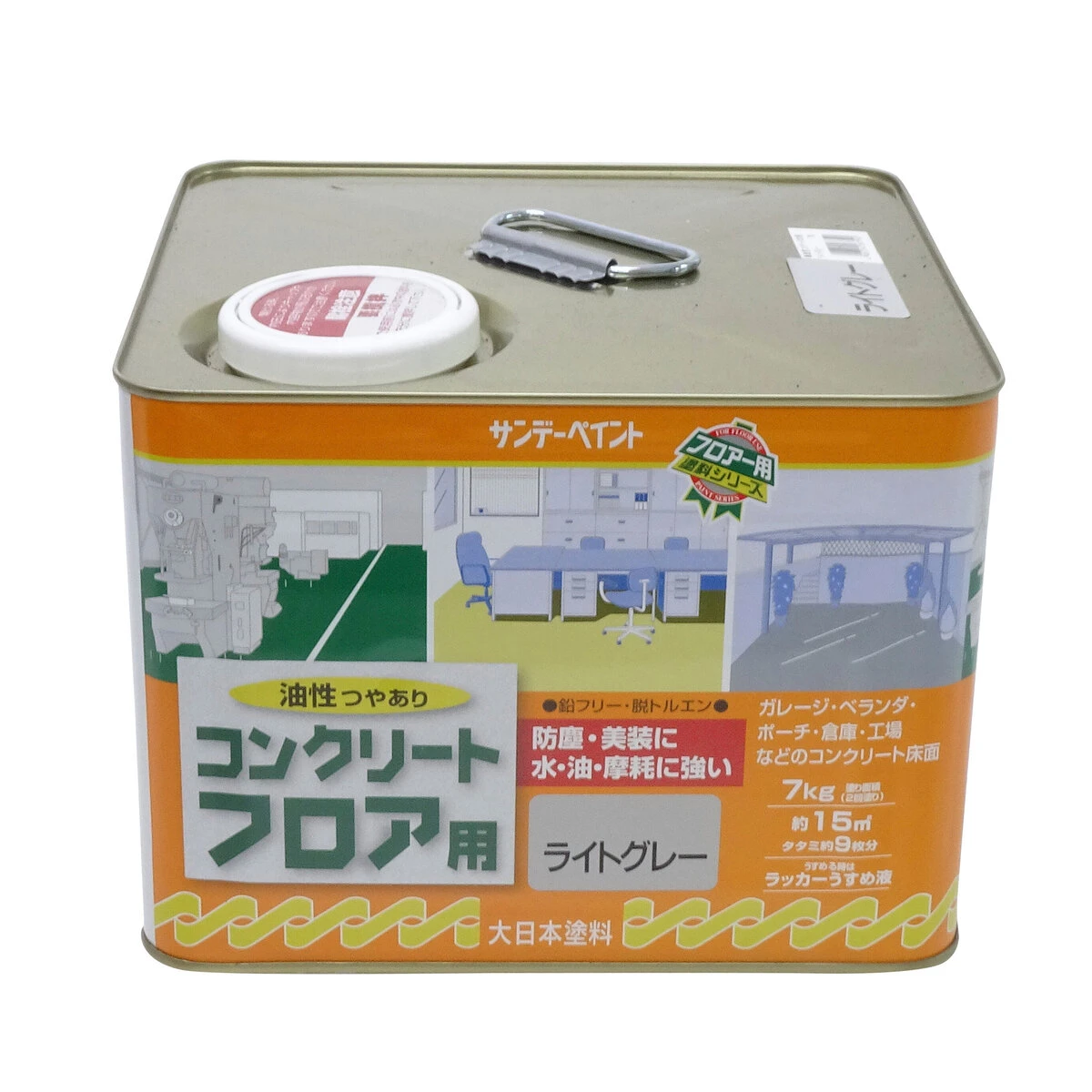 コンクリートフロア用ペイント 油性 ライトグレー 7kg