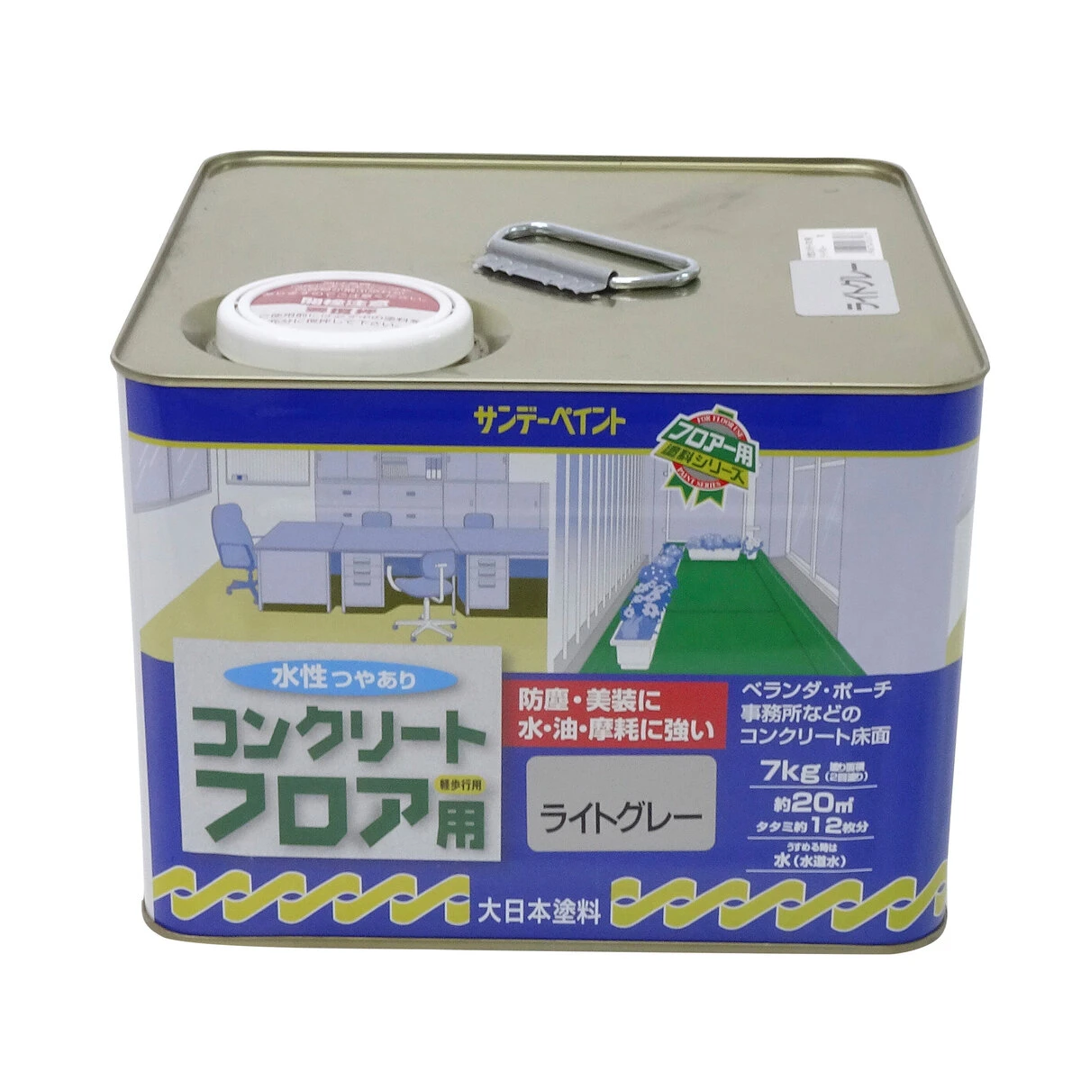 コンクリートフロア用ペイント 水性 ライトグレー 7kg